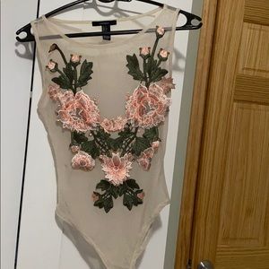 Nude sheer roses bodysuit